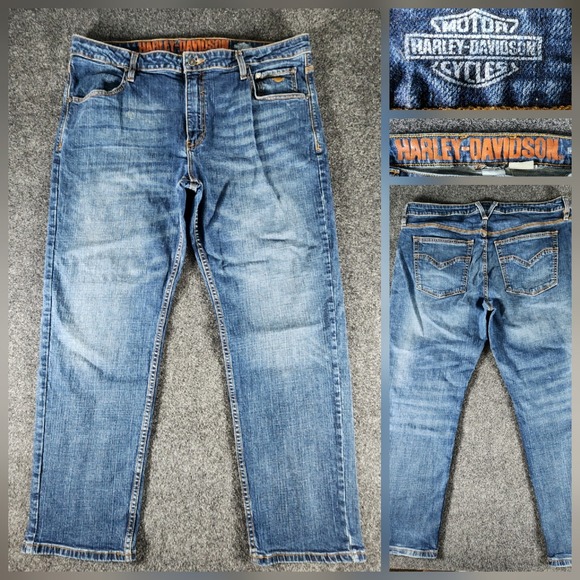 Harley-Davidson Other - Harley Davidson Jeans Mens 38x30 Straight Leg Blue Denim Riding Motorcycles EUC